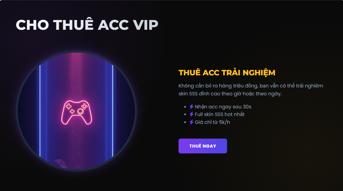 Dịch vụ cho thuê acc